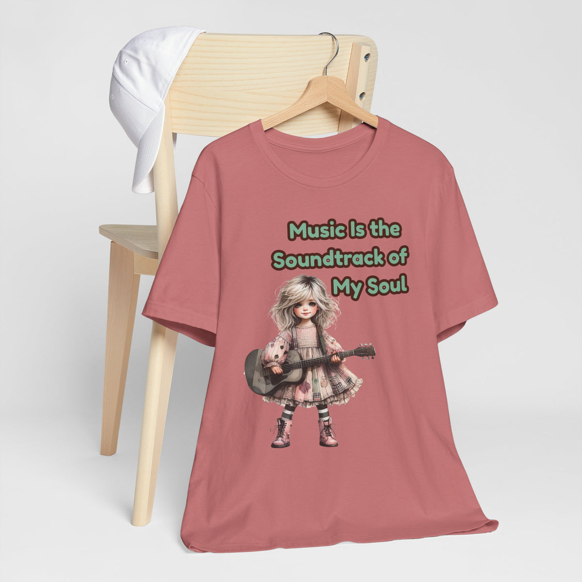 Music Is the Soundtrack of My Soul T-Shirt — Cute Girl with Guitar Tee