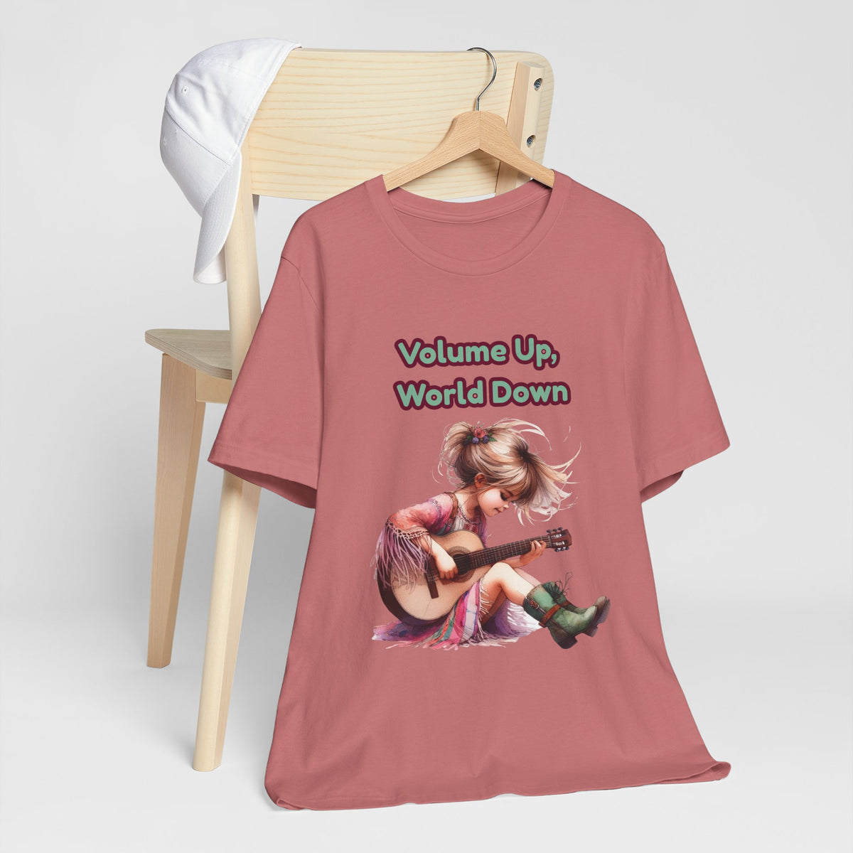 Music Lovers Volume Up, World Down Guitar Tee