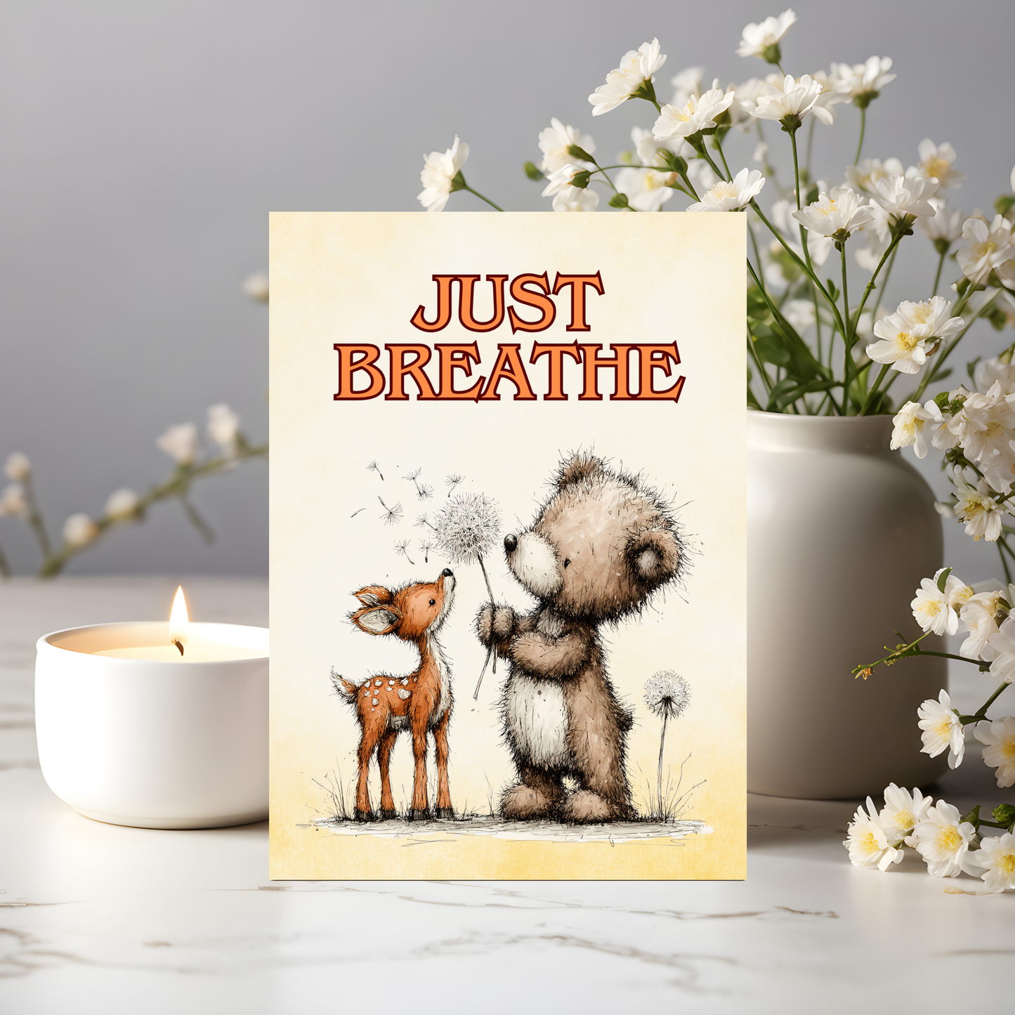 The Forever Friends Collection Greeting Card: Bear & Deer Just Breathe Besties Encouragement Card