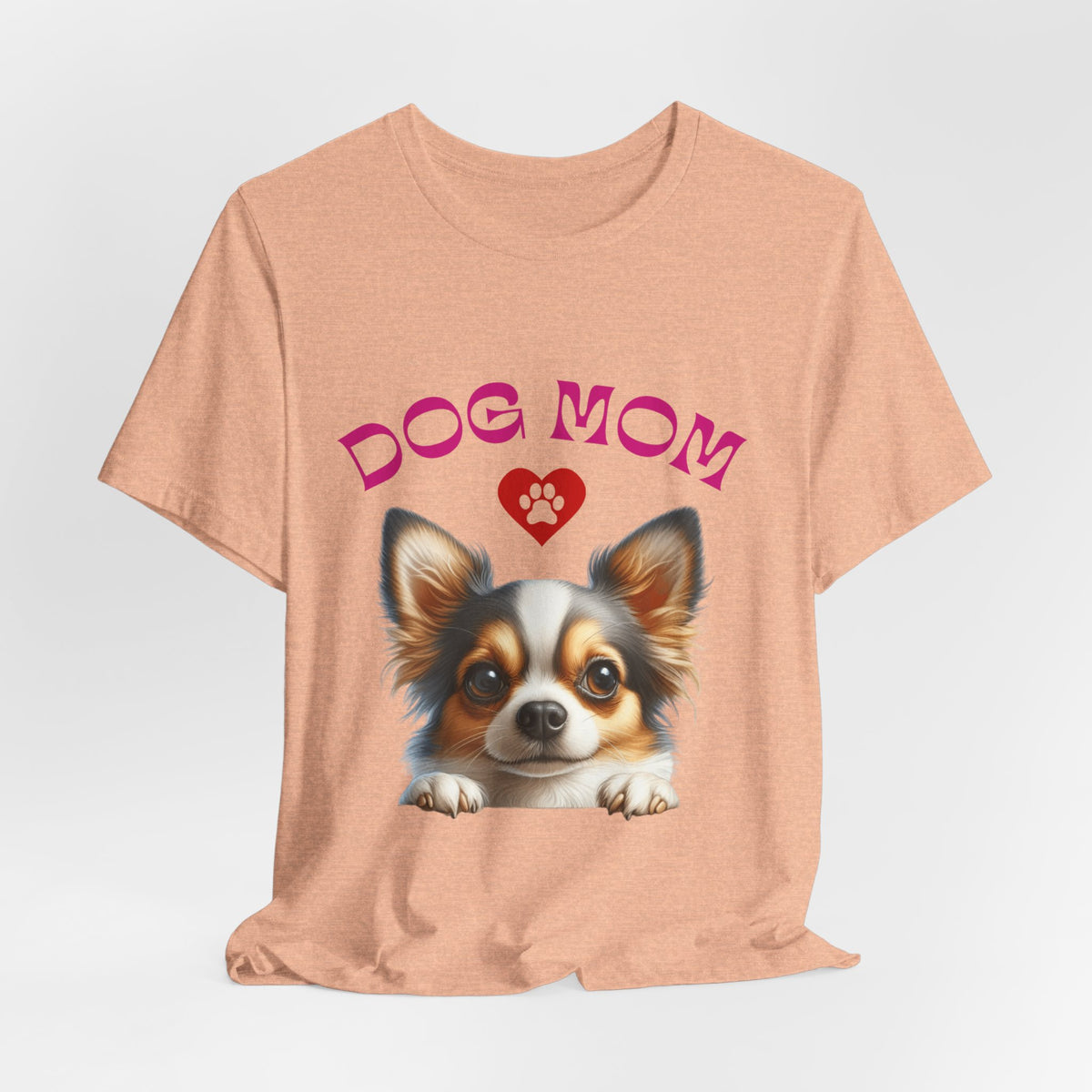 Chihuahua Dog Mom T-Shirt — Cute Chihuahua Face with Heart Paw Graphic