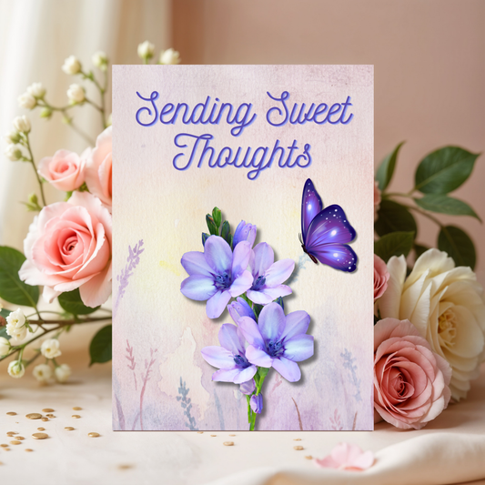 The Sweet Garden Wishes Collection Greeting Cards: Sending Sweet Thoughts Purple Butterfly Wishes