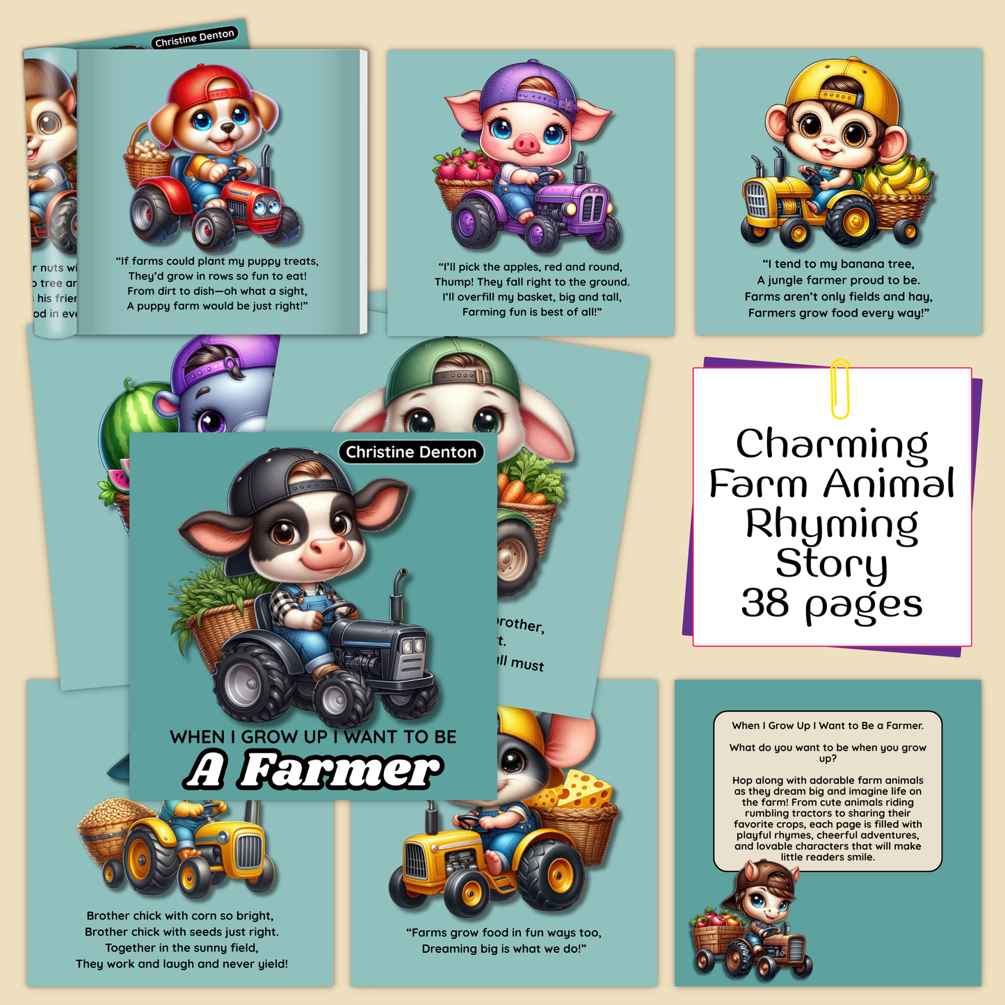 When I Grow Up I Want to be a Farmer Children's Book, Delightful Animal Images