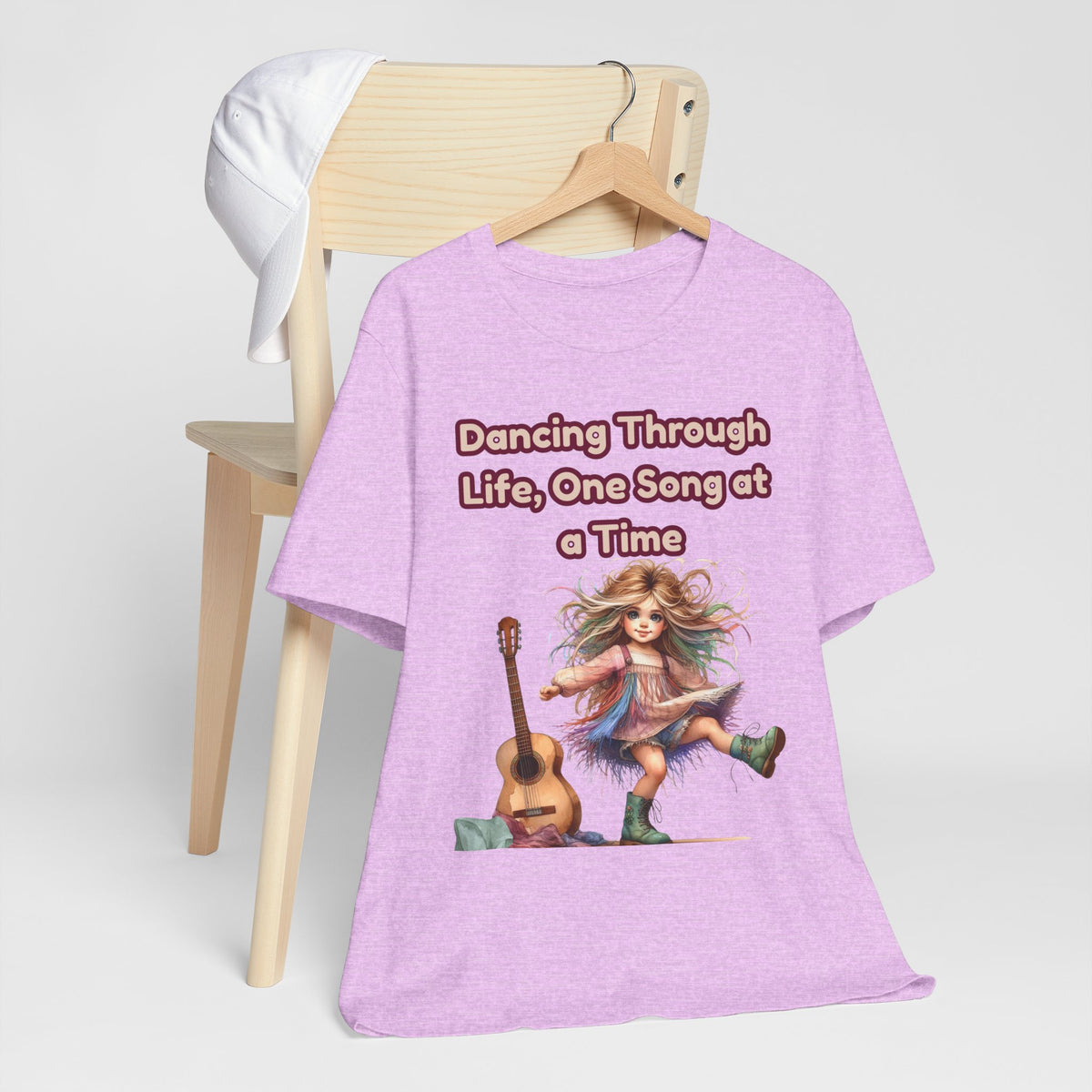 Dancing Through Life Tee — Girl with Guitar Inspirational Music Quote Shirt