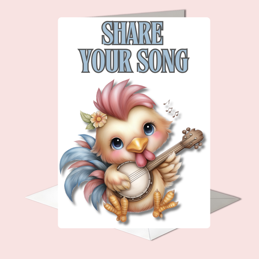 The Down Home Farm Collection Greeting Card: Share Your Song Chick