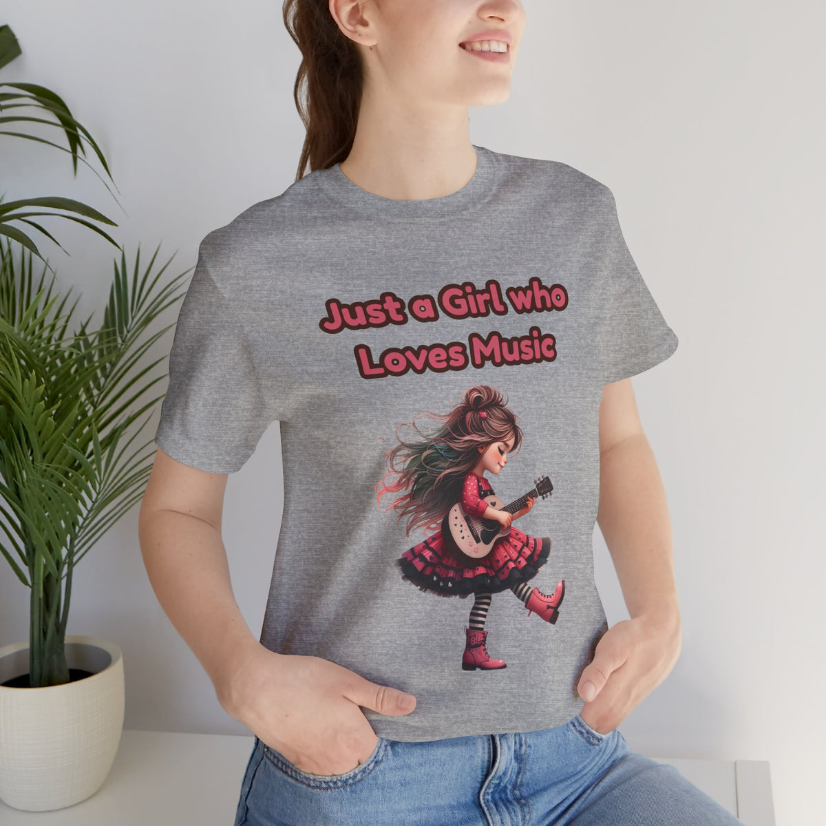 Just a Girl Who Loves Music T-Shirt — Cute Girl Guitar Graphic Tee
