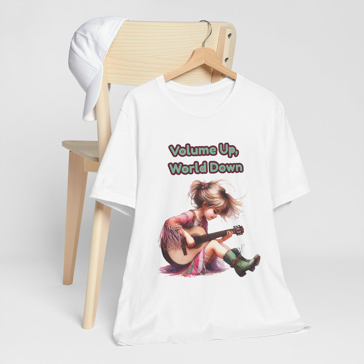 Music Lovers Volume Up, World Down Guitar Tee