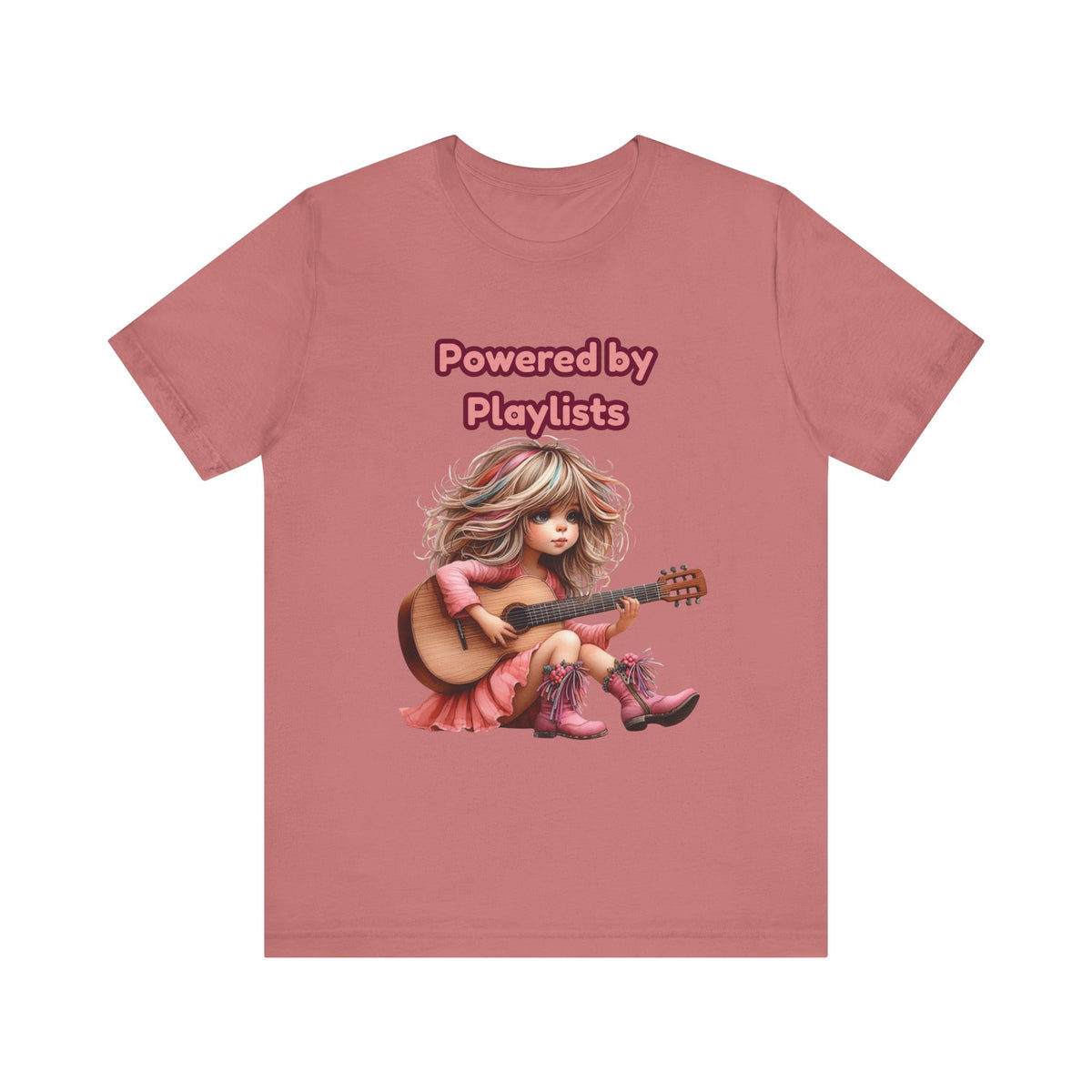 Music Lovers Powered by Playlists Guitar Tee