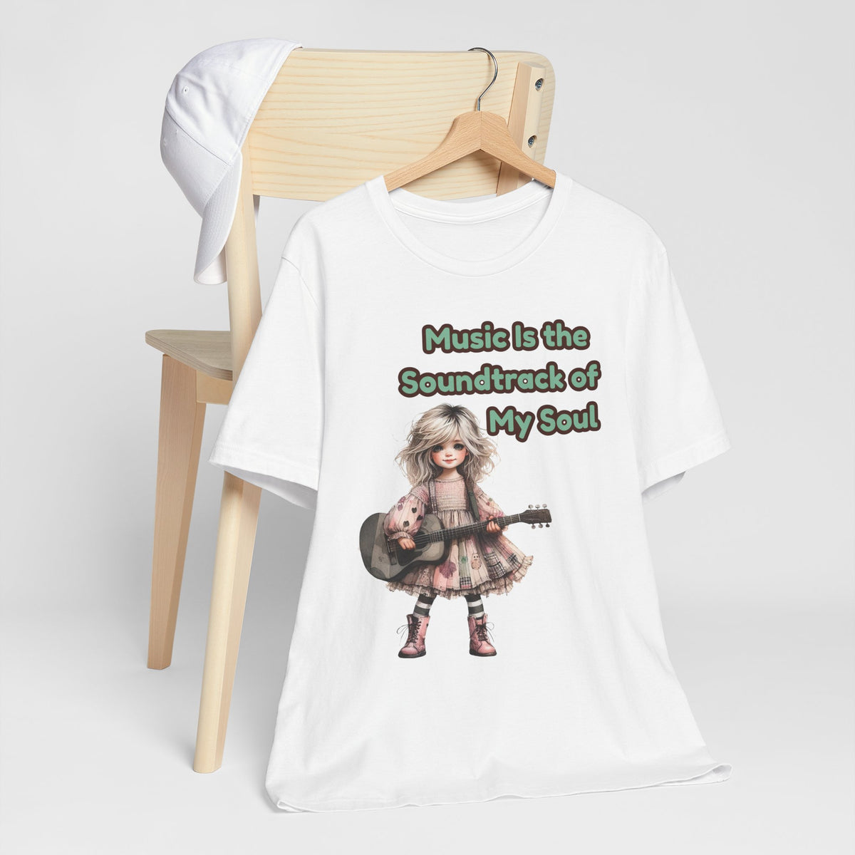 Music Is the Soundtrack of My Soul T-Shirt — Cute Girl with Guitar Tee