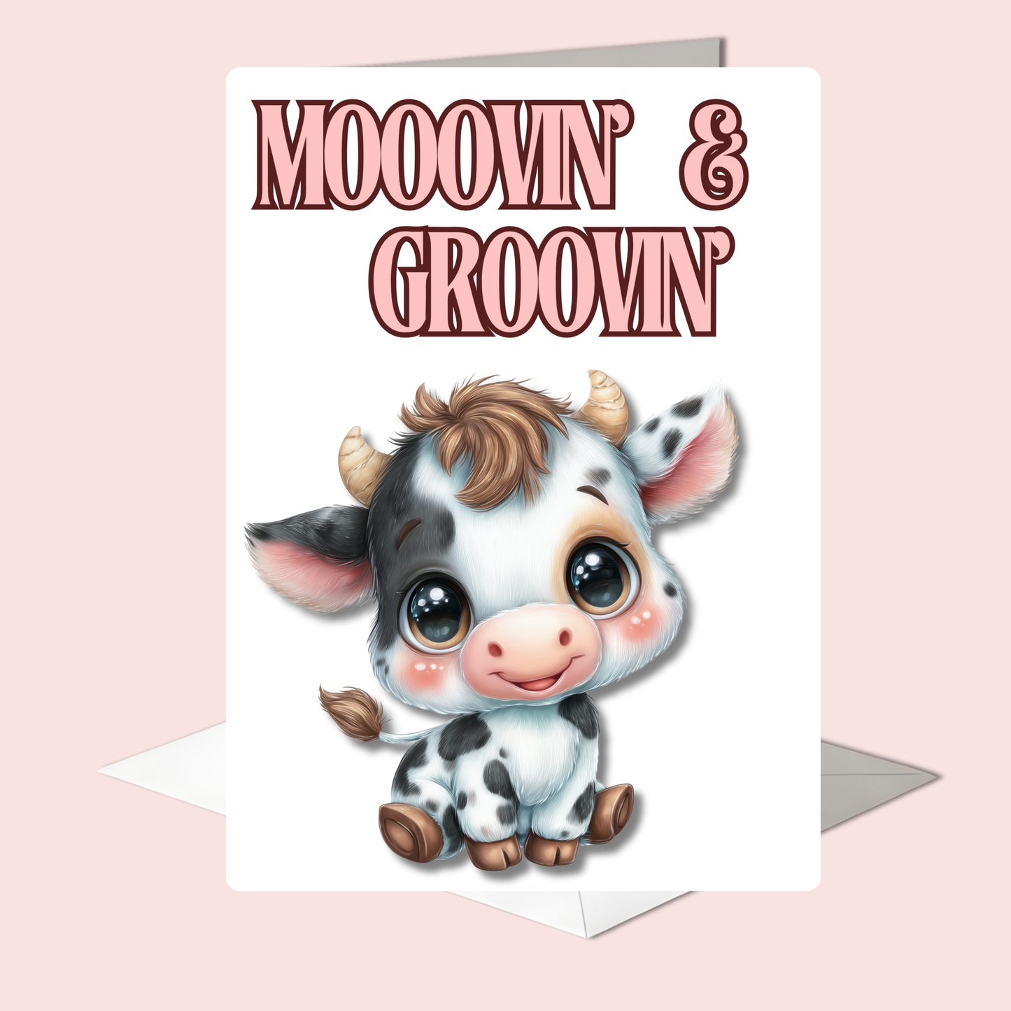 The Down Home Farm Collection Greeting Card: Mooovin & Grooving Cow