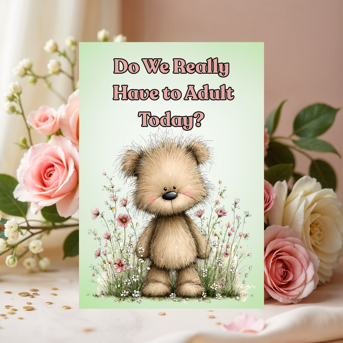 Whimsical Bear Do We Really Have to Adult Today? Greeting Card 5 x 7