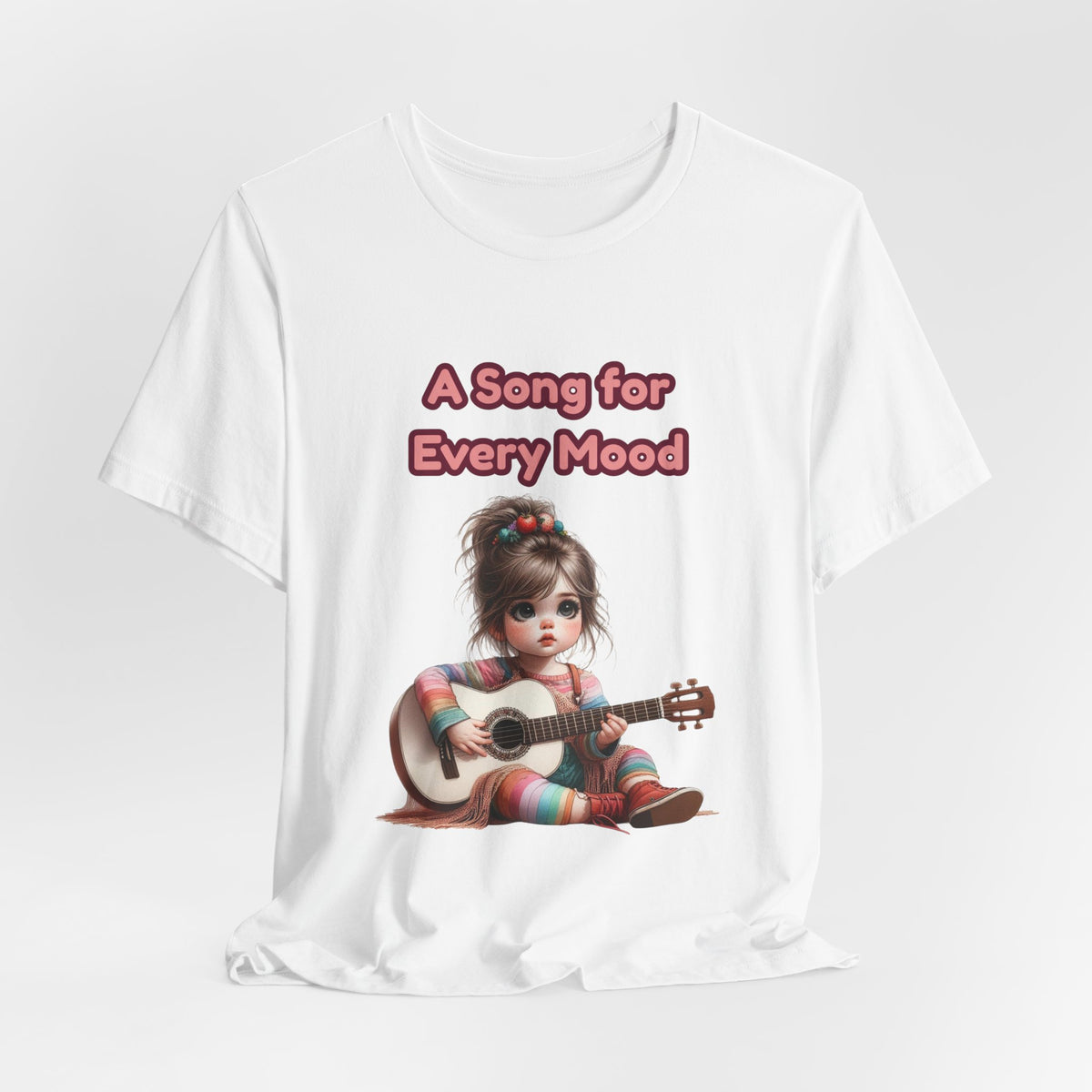Cute Guitar Girl T-Shirt — "A Song for Every Mood" Graphic Tee