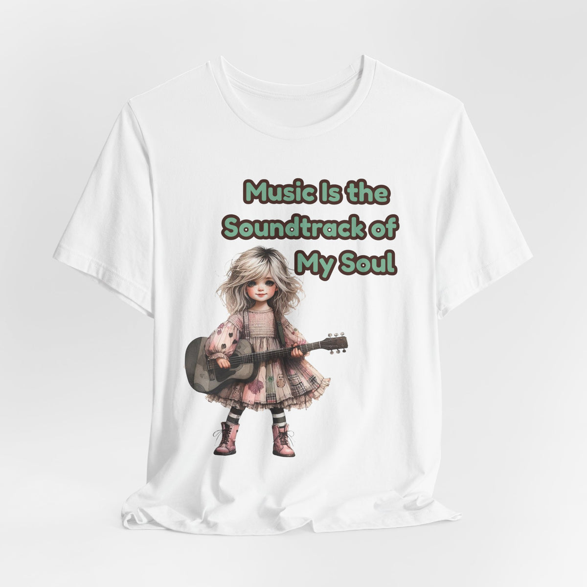 Music Is the Soundtrack of My Soul T-Shirt — Cute Girl with Guitar Tee