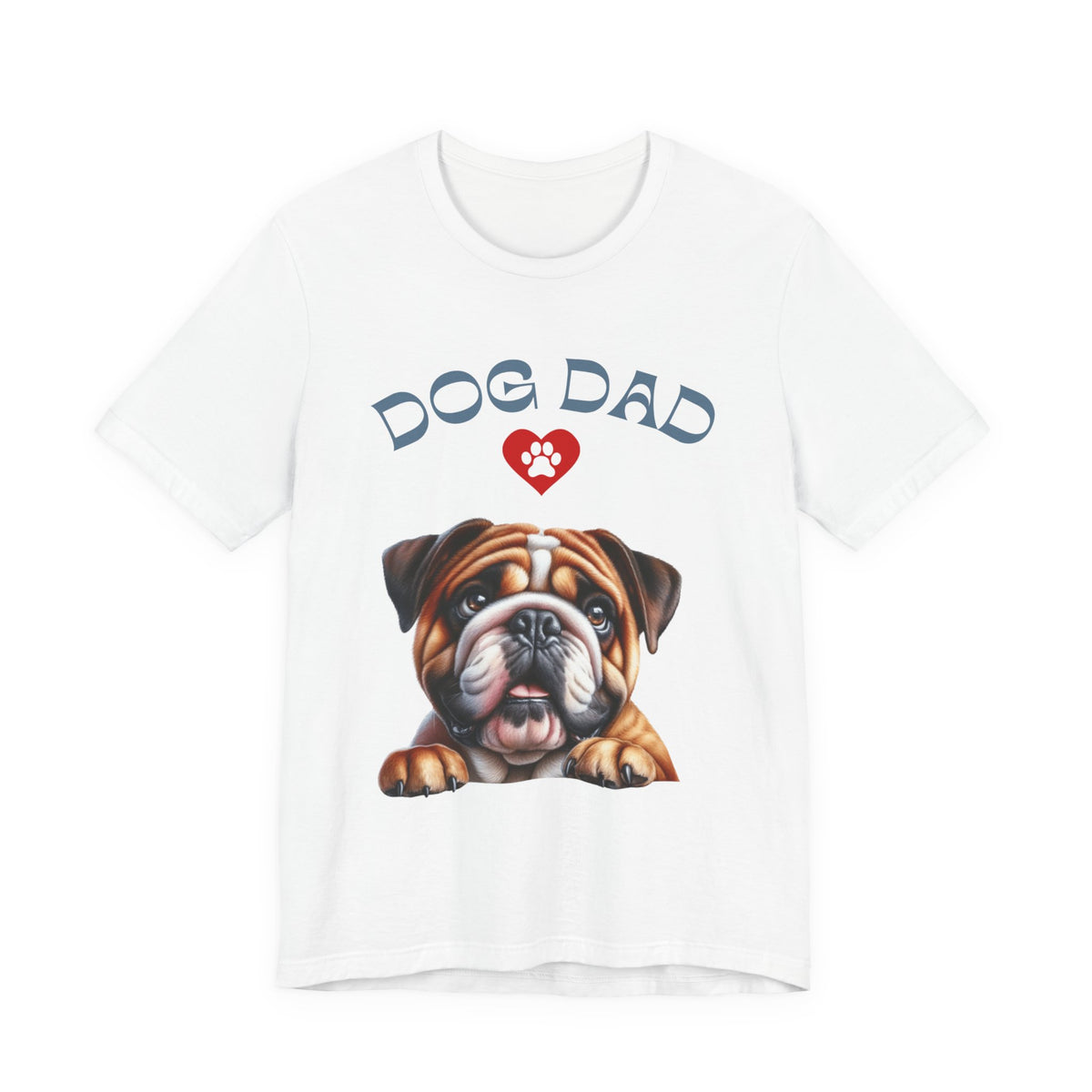 Bulldog Dad T-Shirt – Cute Bulldog Graphic Tee with Heart Paw Design