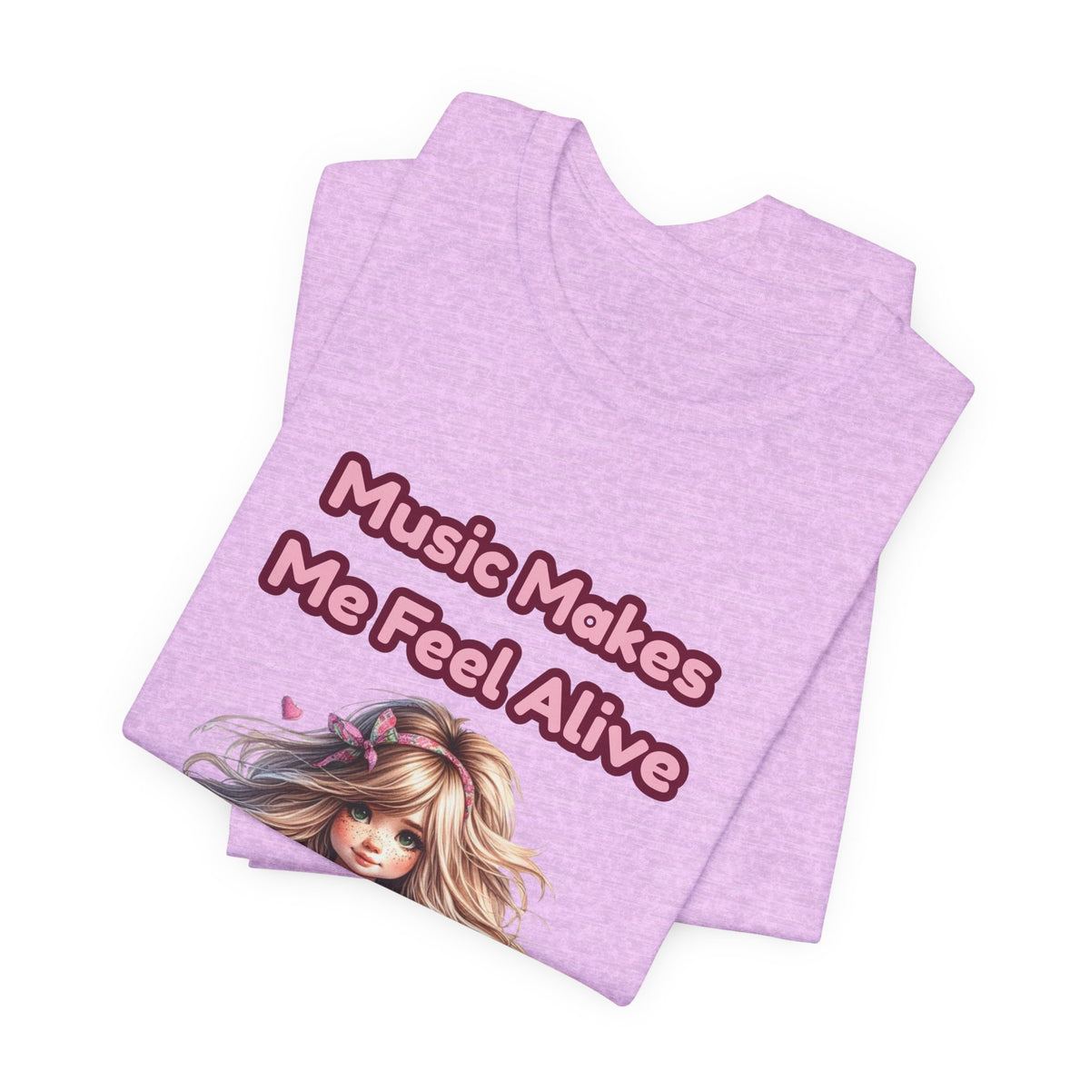 Music Makes Me Feel Alive T‑Shirt - Girl with Guitar Retro Cute Tee