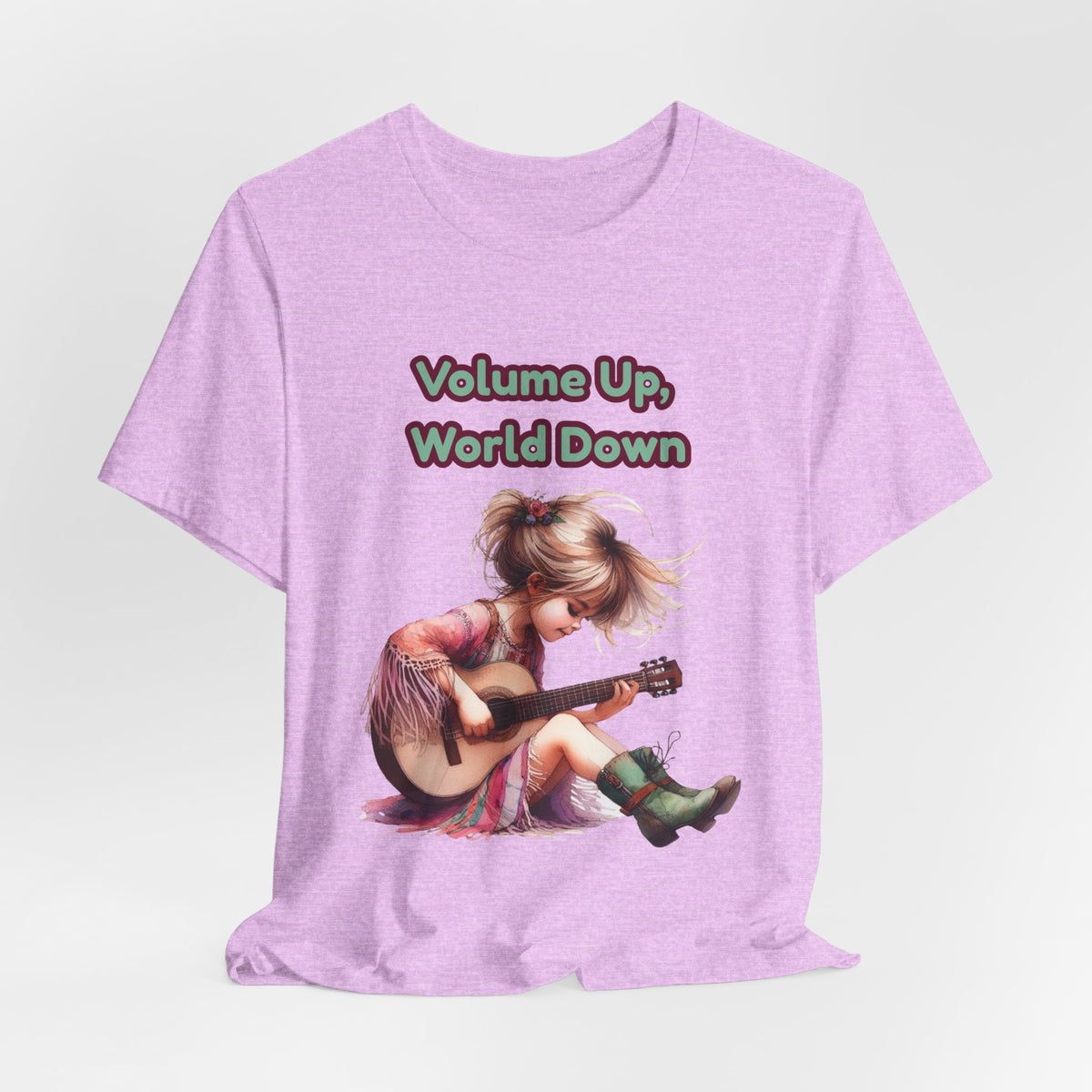 Music Lovers Volume Up, World Down Guitar Tee