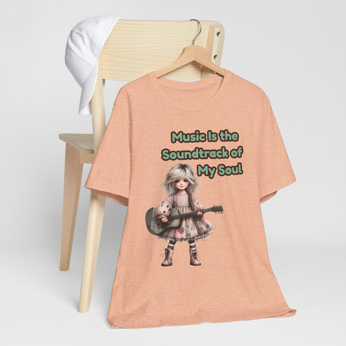 Music Is the Soundtrack of My Soul T-Shirt — Cute Girl with Guitar Tee