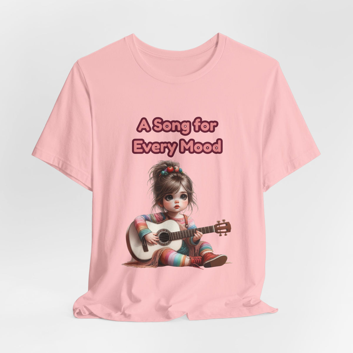 Cute Guitar Girl T-Shirt — "A Song for Every Mood" Graphic Tee