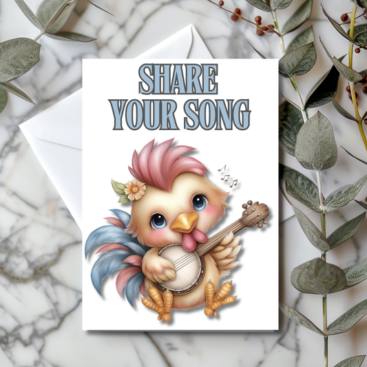 The Down Home Farm Collection Greeting Card: Share Your Song Chick