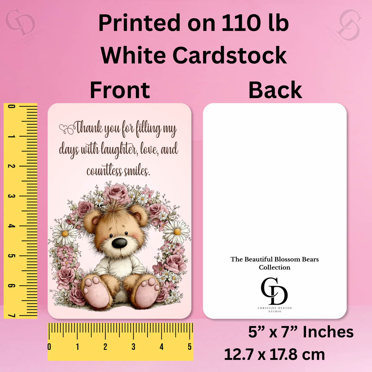 The Beautiful Blossom Bears Collection Greeting Cards: Thank you for filling My Days with Laughter, Love, and Countless Smiles
