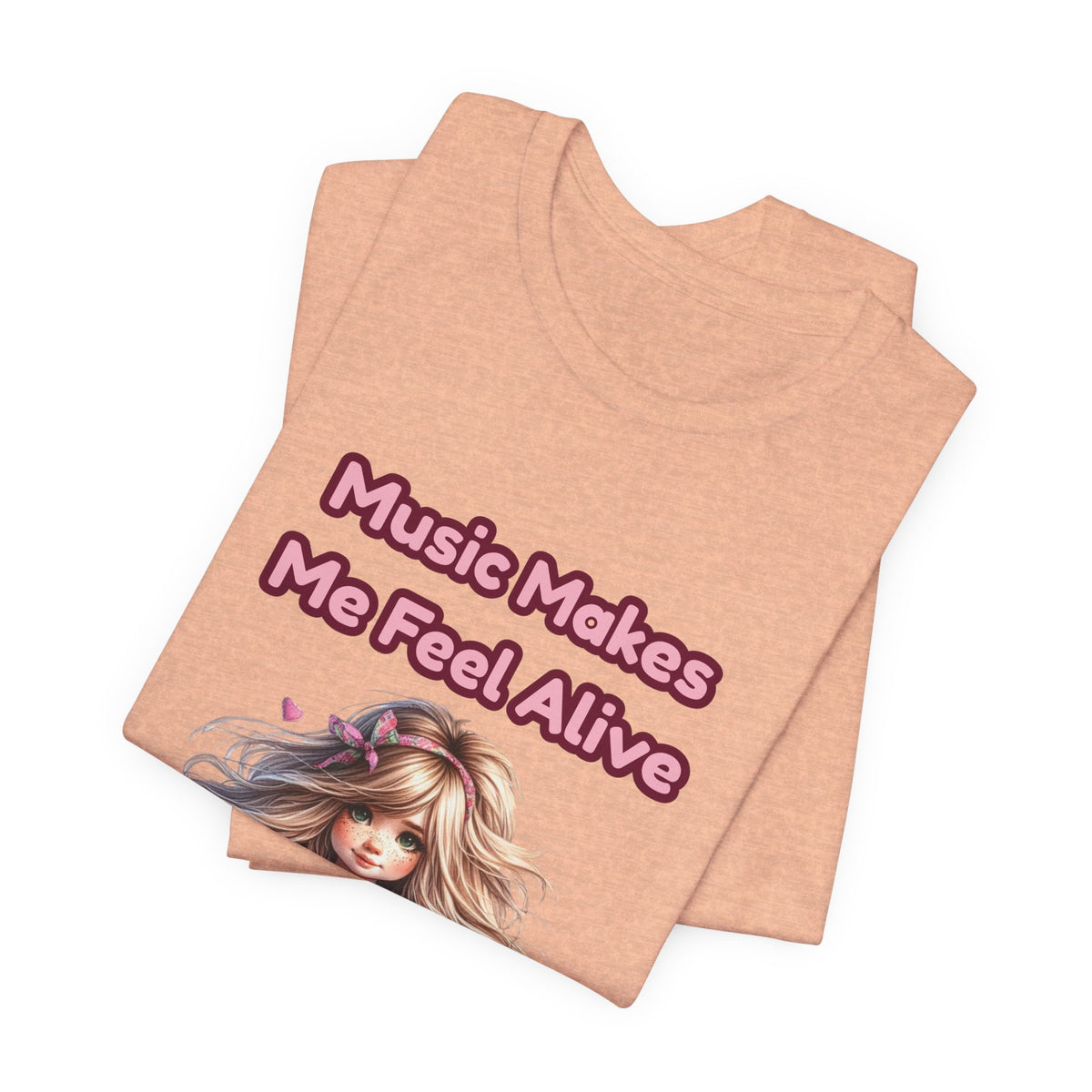 Music Makes Me Feel Alive T‑Shirt - Girl with Guitar Retro Cute Tee