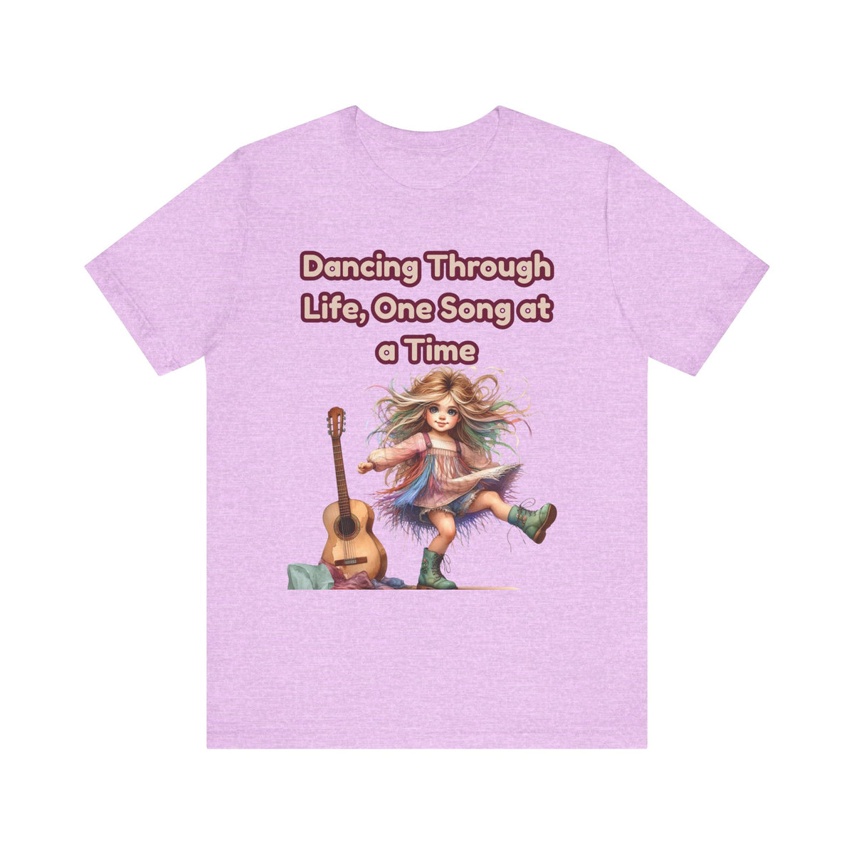 Dancing Through Life Tee — Girl with Guitar Inspirational Music Quote Shirt