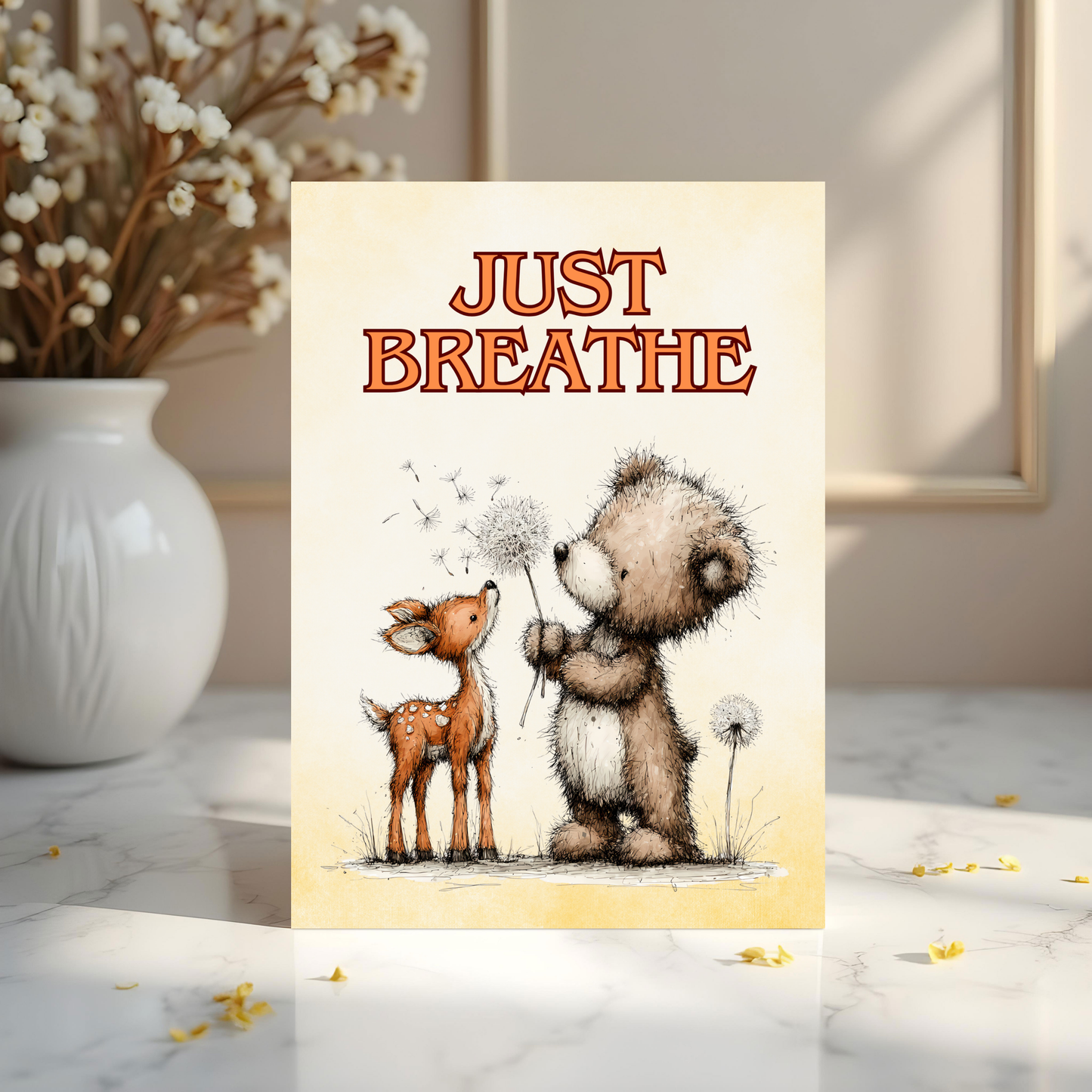 The Forever Friends Collection Greeting Card: Bear & Deer Just Breathe Besties Encouragement Card