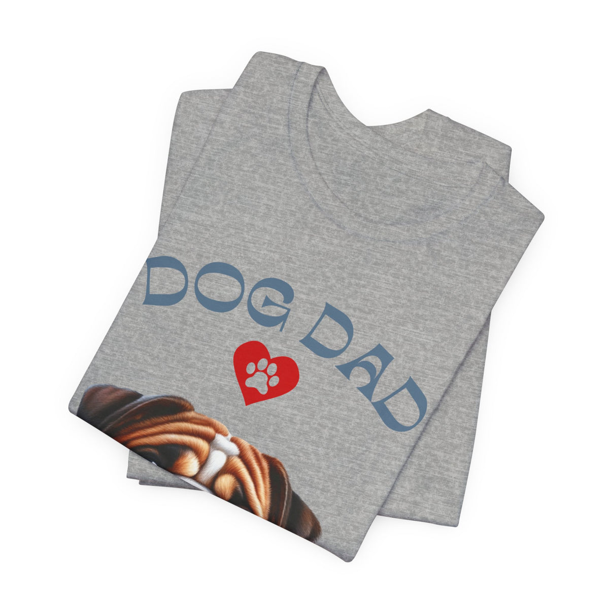Bulldog Dad T-Shirt – Cute Bulldog Graphic Tee with Heart Paw Design