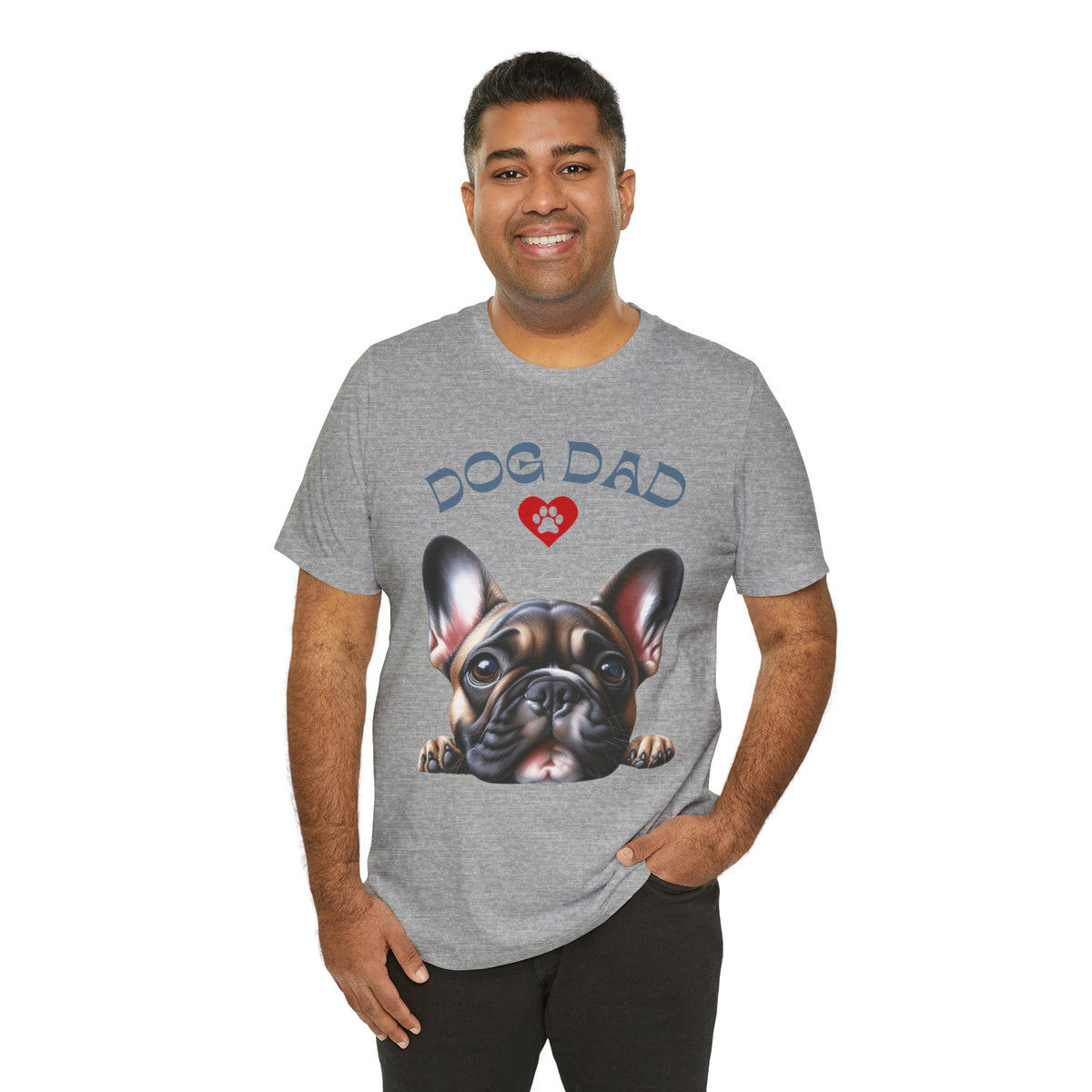 French Bulldog Dad T-Shirt – Cute French Bulldog Design with Heart Paw