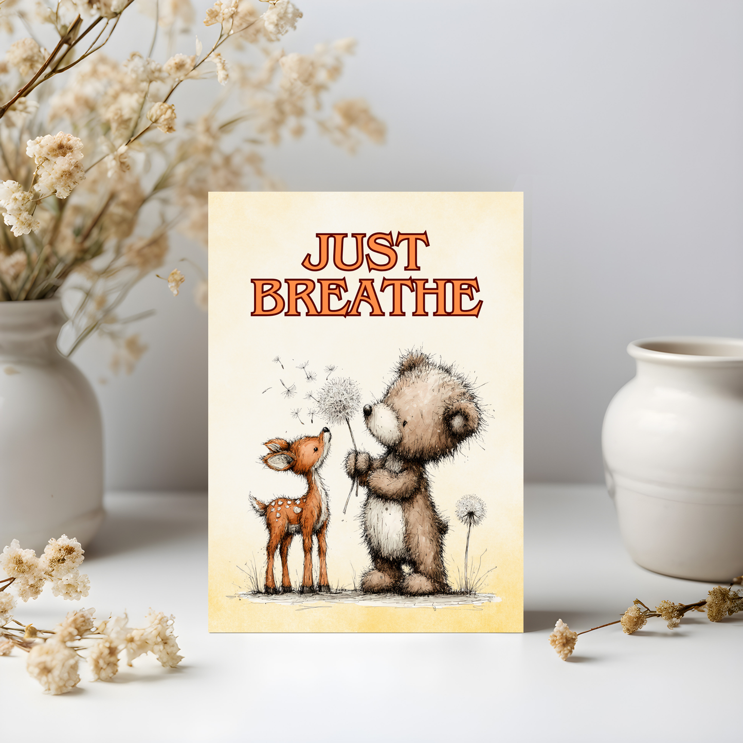 The Forever Friends Collection Greeting Card: Bear & Deer Just Breathe Besties Encouragement Card