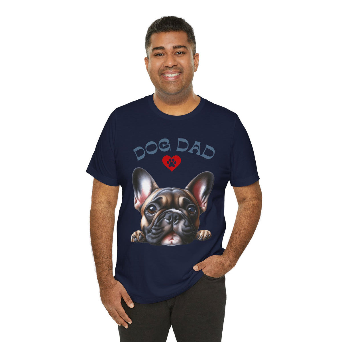 French Bulldog Dad T-Shirt – Cute French Bulldog Design with Heart Paw