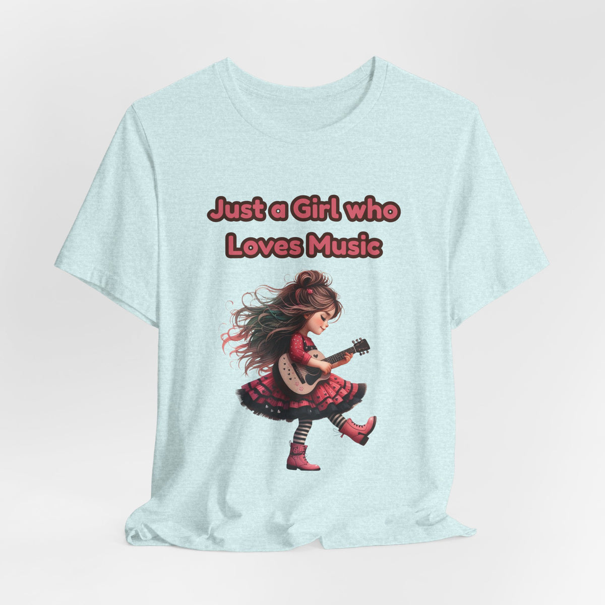 Just a Girl Who Loves Music T-Shirt — Cute Girl Guitar Graphic Tee