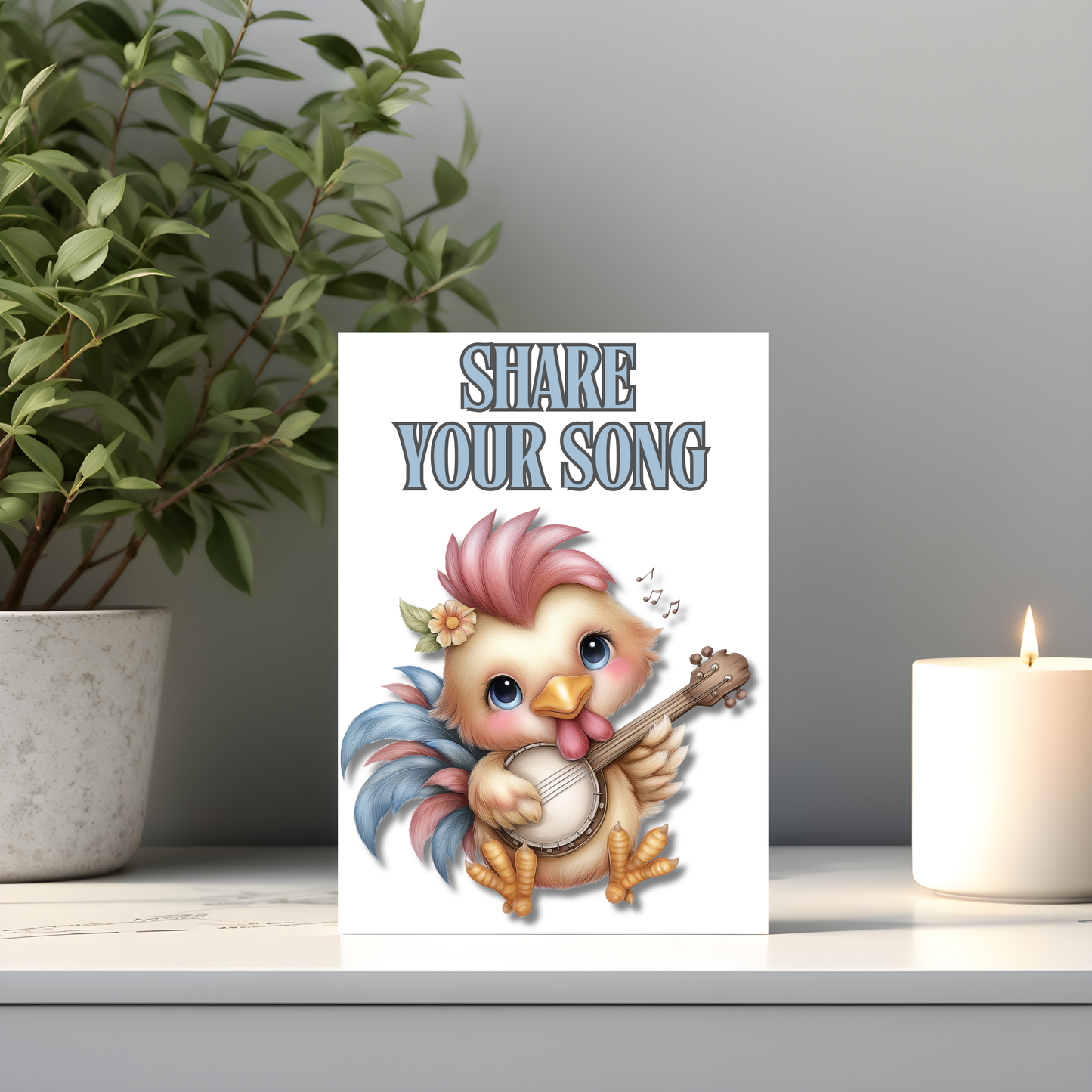 The Down Home Farm Collection Greeting Card: Share Your Song Chick
