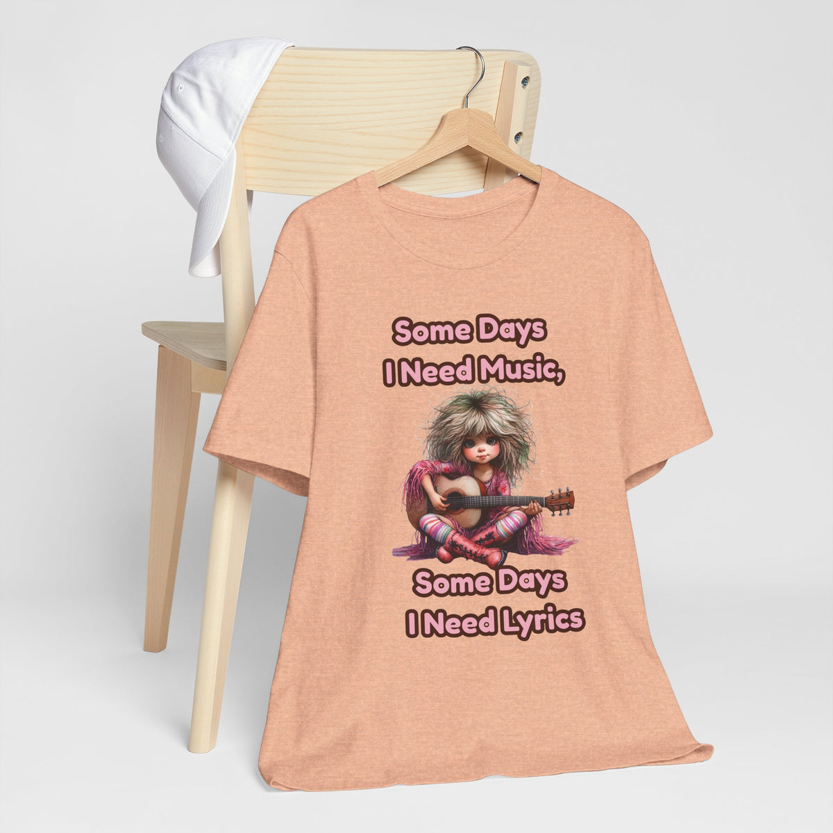 Music Lover Tee — “Some Days I Need Music, Some Days I Need Lyrics” Guitar Girl Shirt