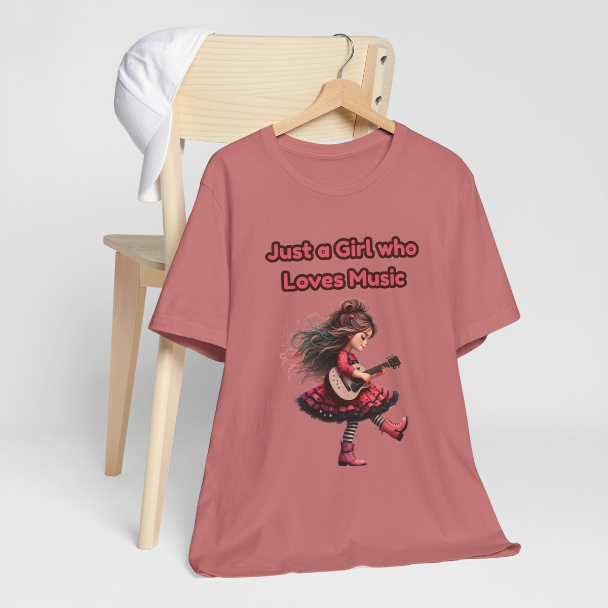 Just a Girl Who Loves Music T-Shirt — Cute Girl Guitar Graphic Tee