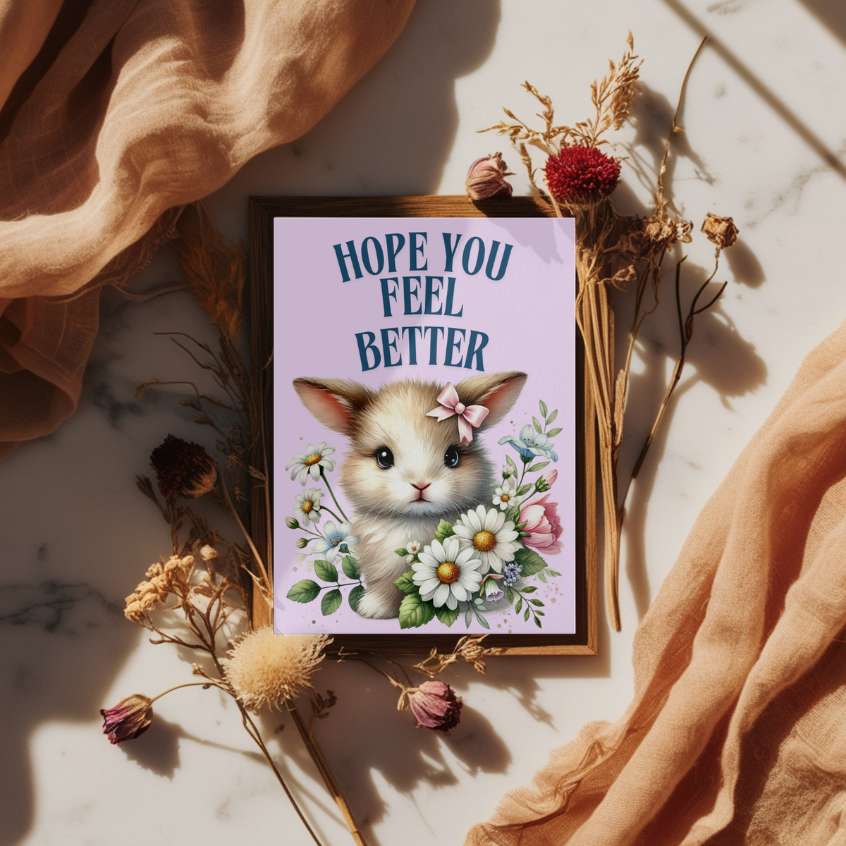 The Bunny Wishes Collection Greeting Cards: Hope You Feel Better