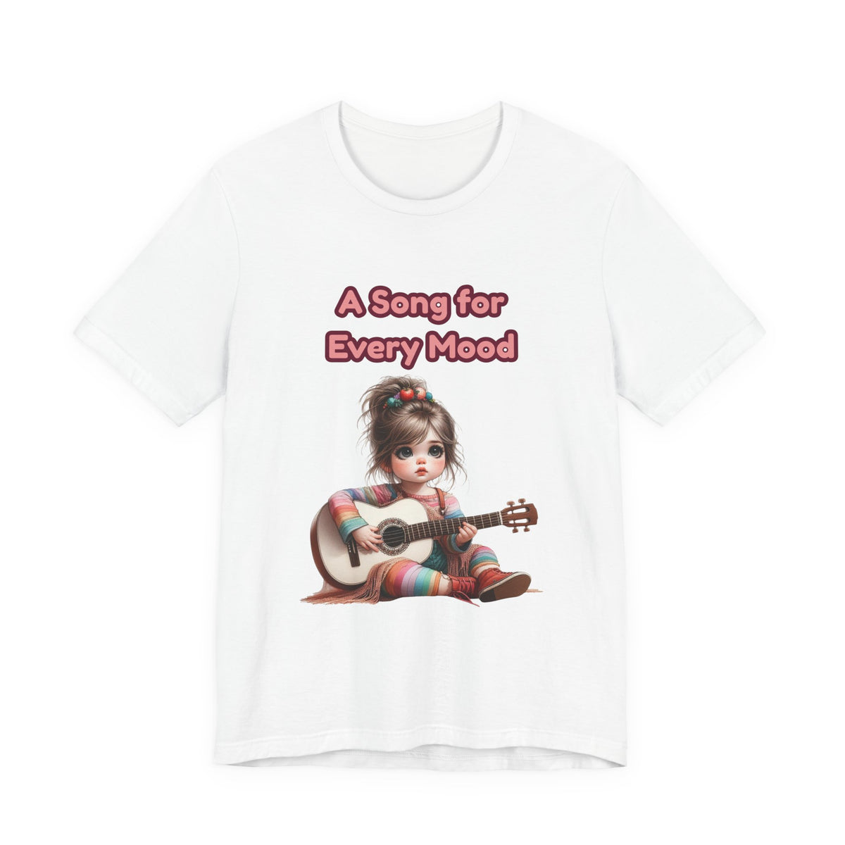 Cute Guitar Girl T-Shirt — "A Song for Every Mood" Graphic Tee