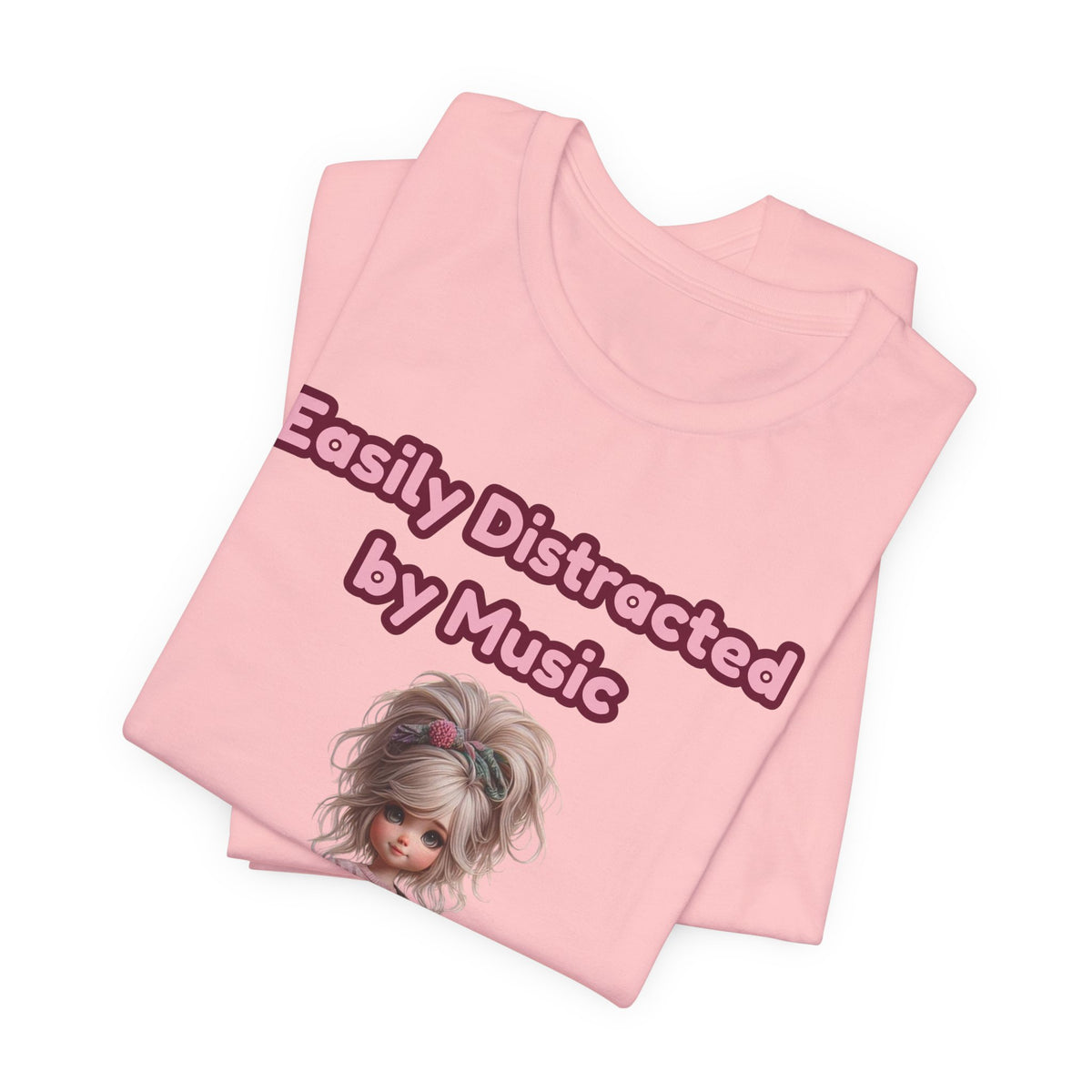 Easily Distracted by Music T‑Shirt — Cute Guitar Girl Tee