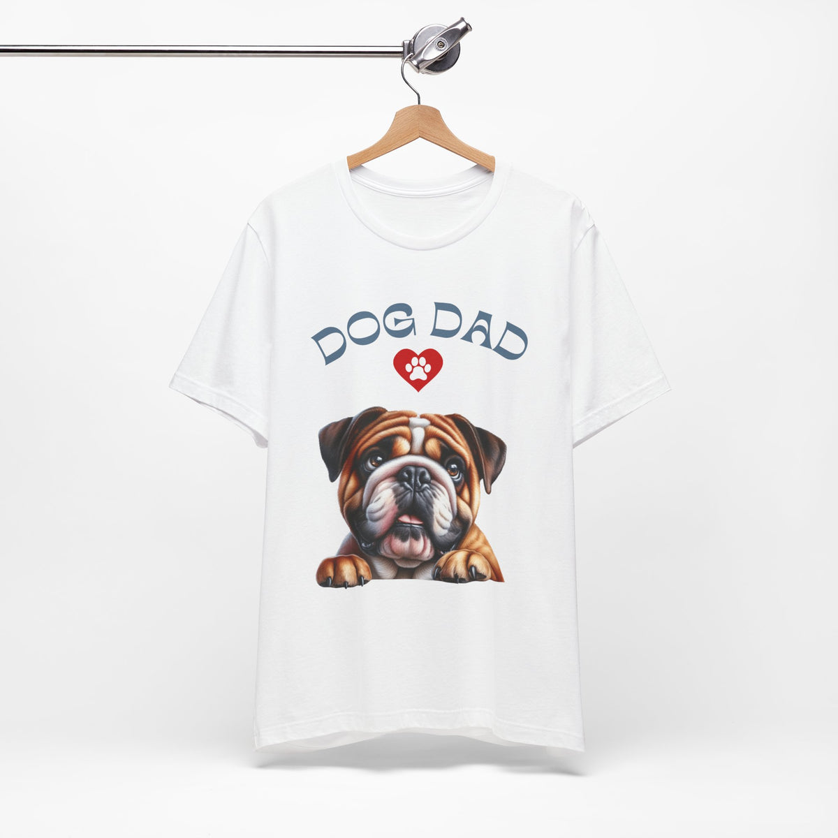 Bulldog Dad T-Shirt – Cute Bulldog Graphic Tee with Heart Paw Design