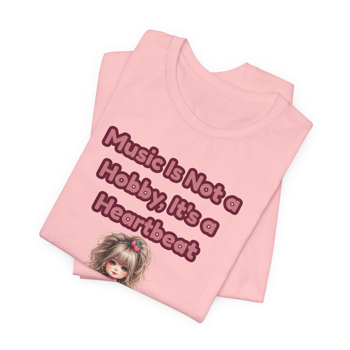 Music Is Not a Hobby It's a Heartbeat Tee - Cute Girl Guitar Graphic T-Shirt