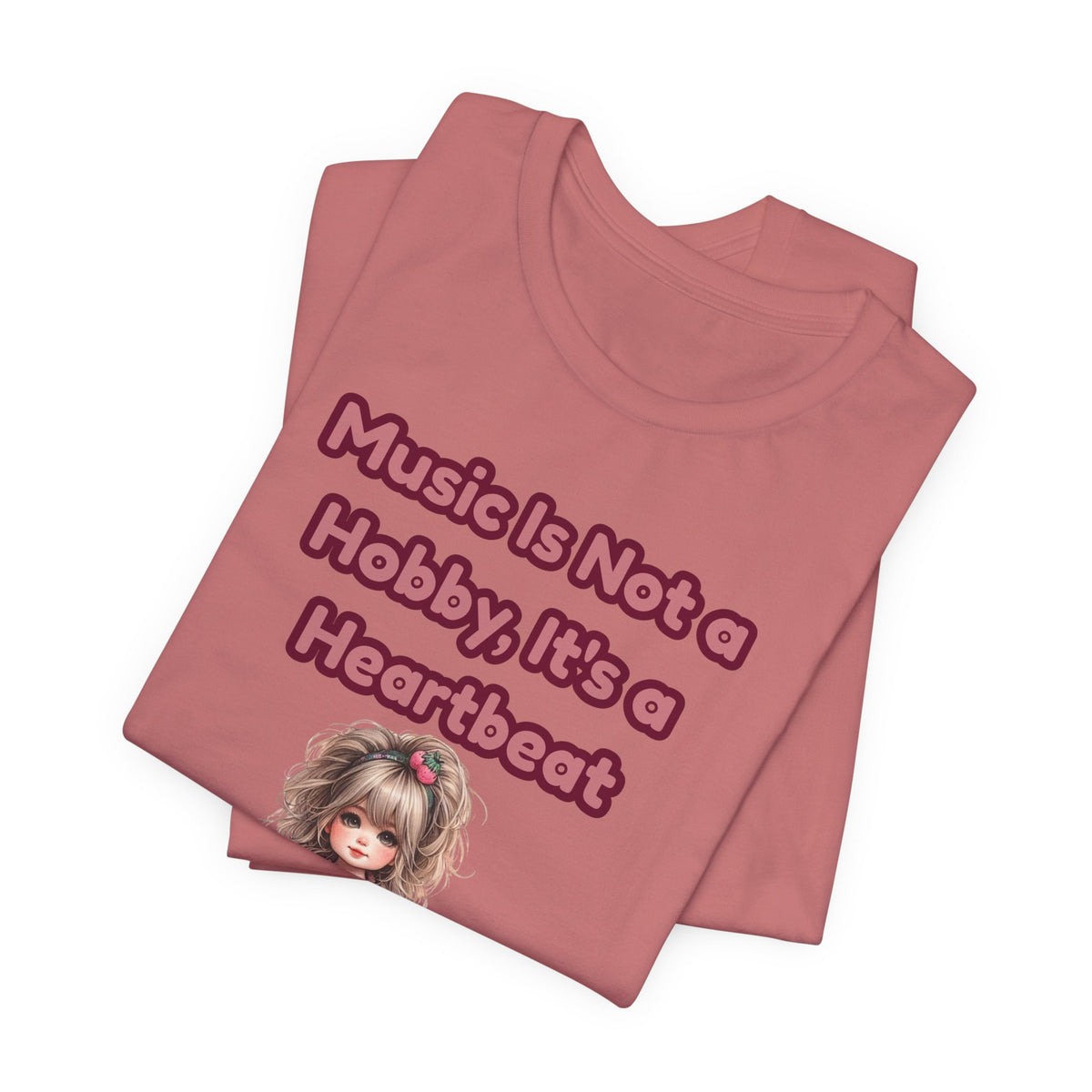 Music Is Not a Hobby It's a Heartbeat Tee - Cute Girl Guitar Graphic T-Shirt