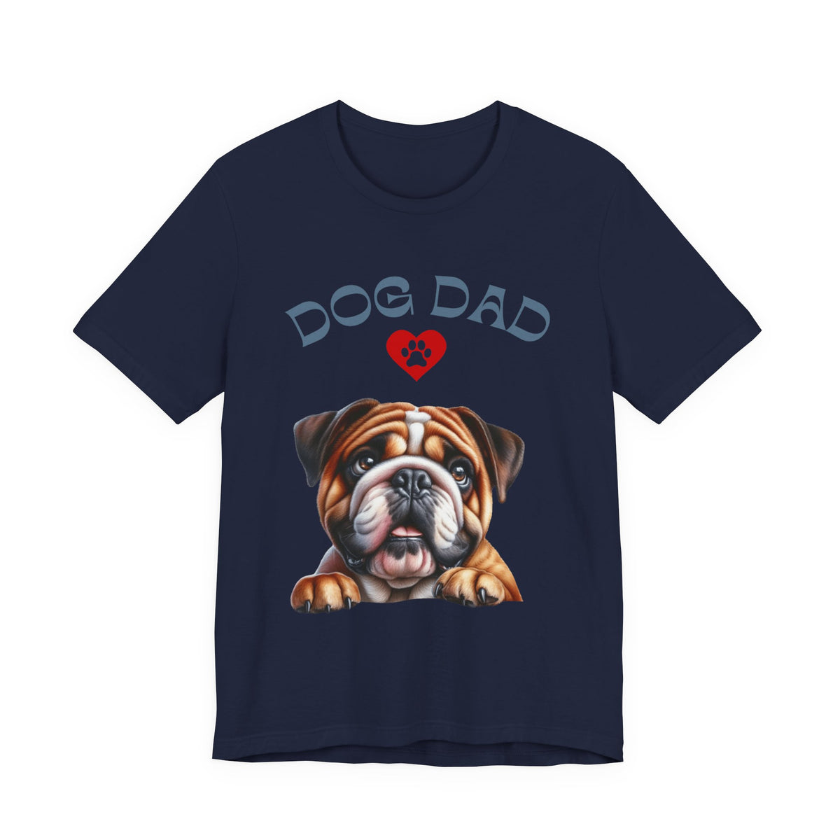 Bulldog Dad T-Shirt – Cute Bulldog Graphic Tee with Heart Paw Design