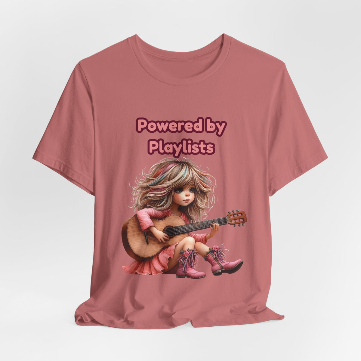 Music Lovers Powered by Playlists Guitar Tee