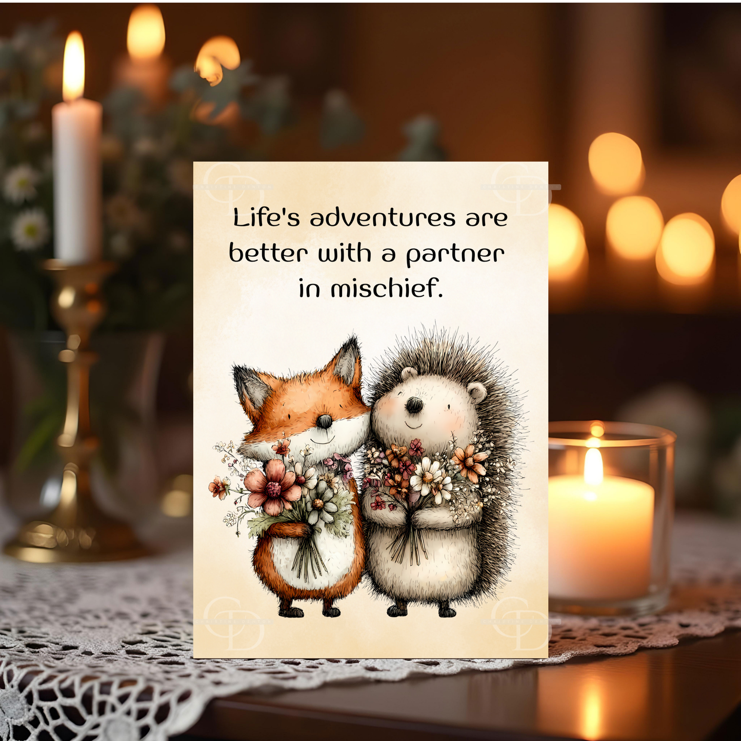 The Forever Friends Collection Greeting Card:  Life's Adventures are Better with a Partner in Mischief.