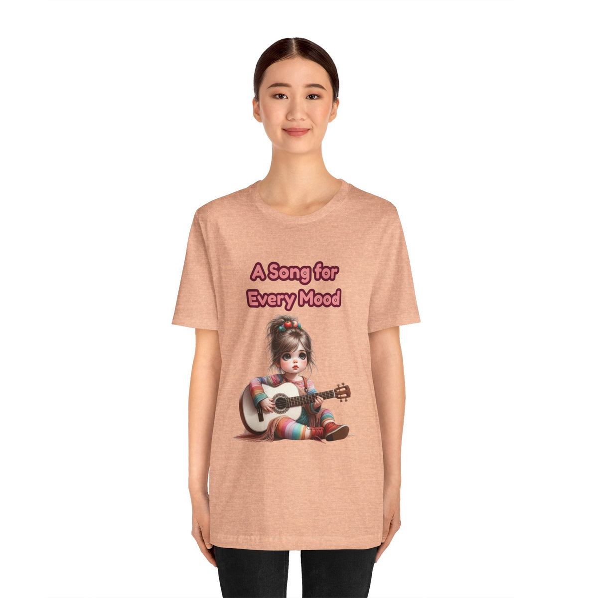 Cute Guitar Girl T-Shirt — "A Song for Every Mood" Graphic Tee