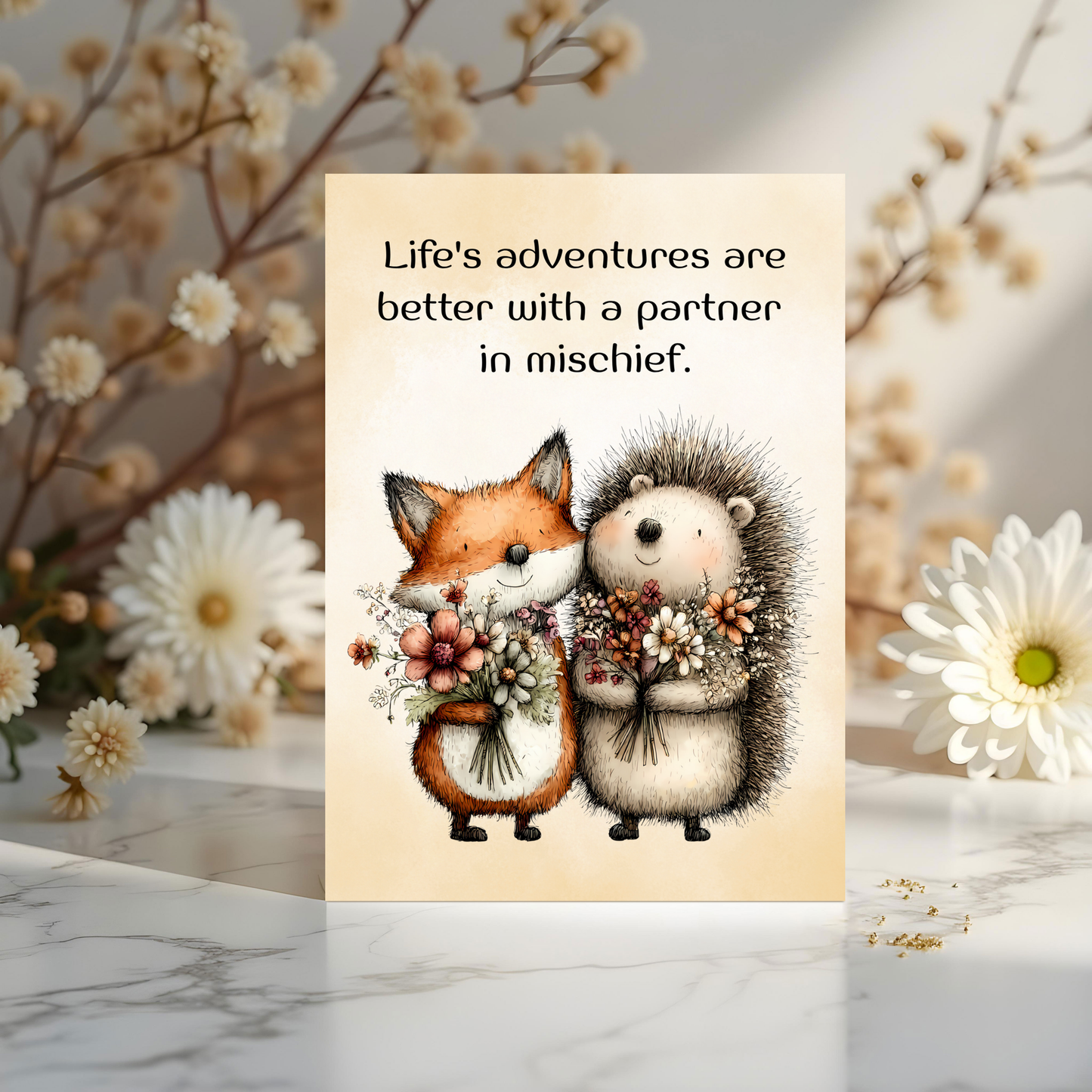 The Forever Friends Collection Greeting Card:  Life's Adventures are Better with a Partner in Mischief.