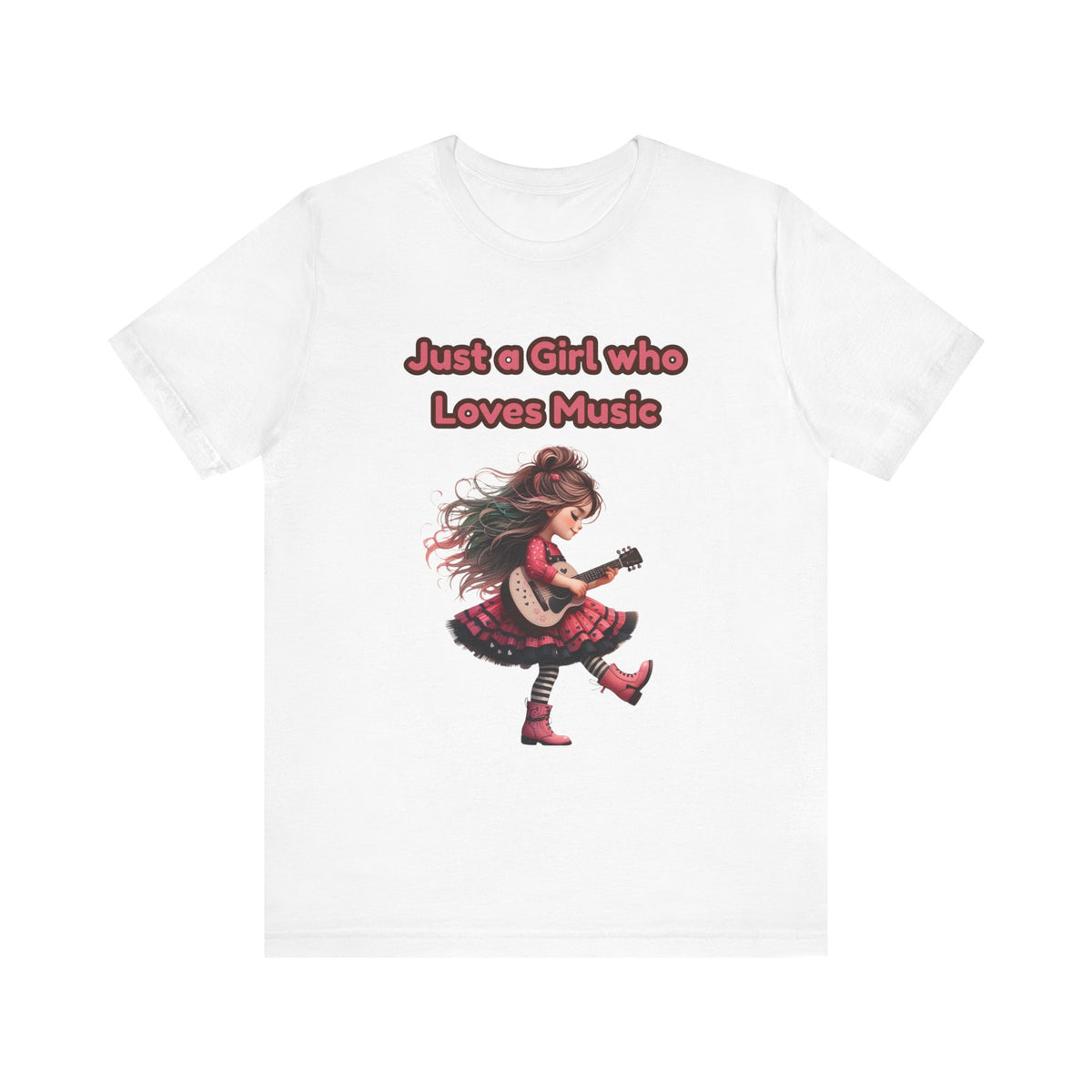 Just a Girl Who Loves Music T-Shirt — Cute Girl Guitar Graphic Tee