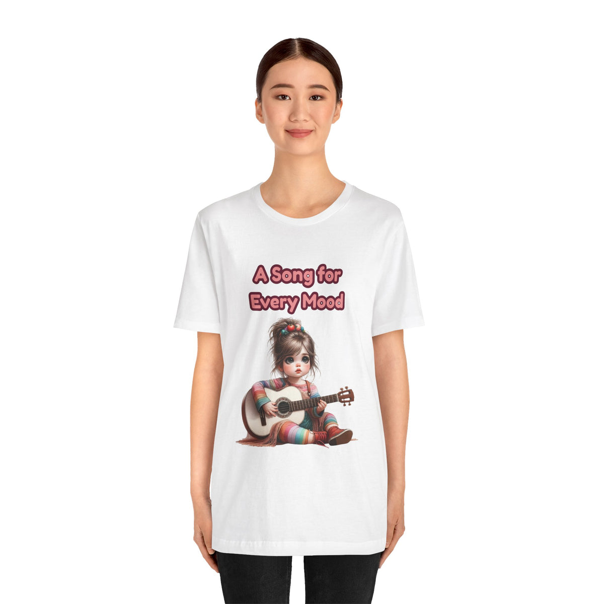 Cute Guitar Girl T-Shirt — "A Song for Every Mood" Graphic Tee