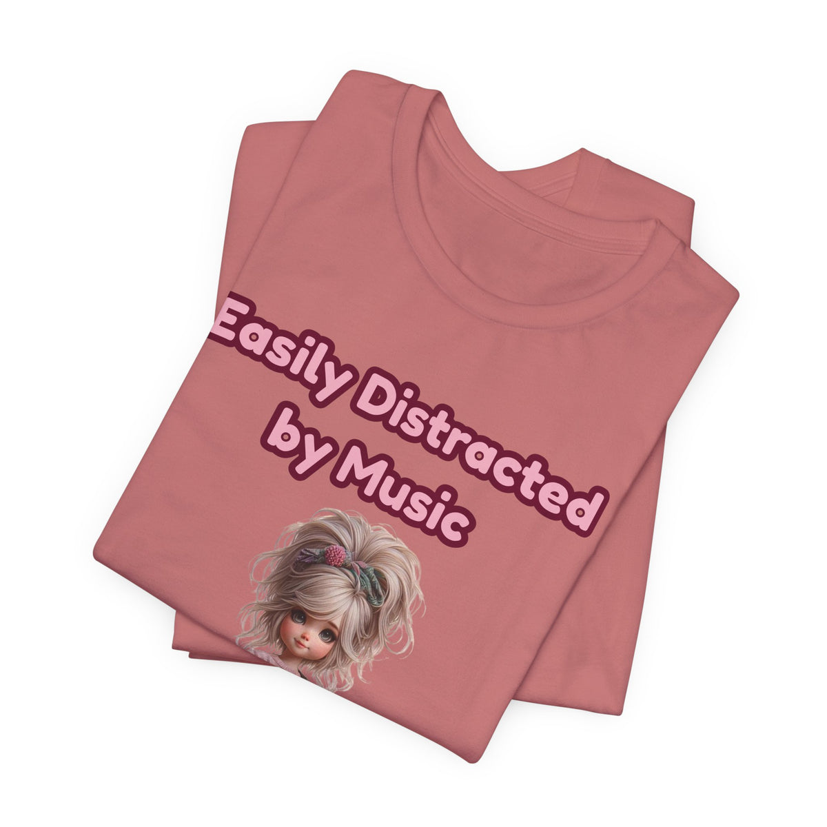 Easily Distracted by Music T‑Shirt — Cute Guitar Girl Tee