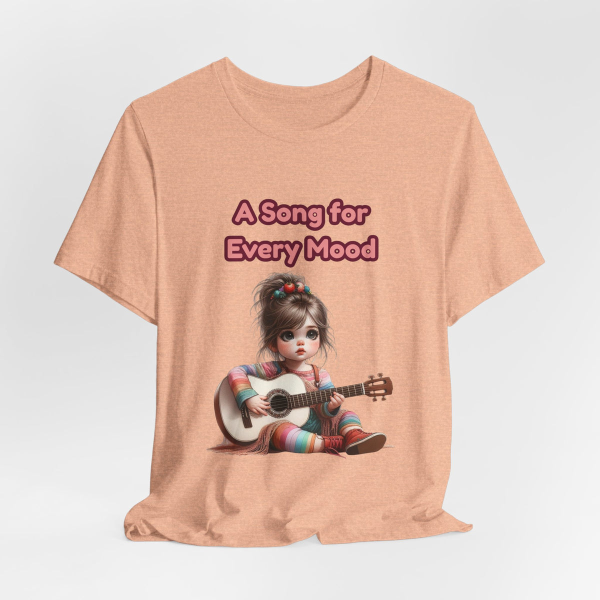 Cute Guitar Girl T-Shirt — "A Song for Every Mood" Graphic Tee