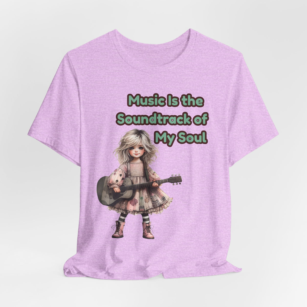 Music Is the Soundtrack of My Soul T-Shirt — Cute Girl with Guitar Tee